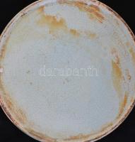 XIX. sz. vége: Nagyméretű mázas fajansz kaspó, jelzés nélkül. Minimális hajszálrepedéssel, jó állapo...