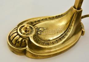 XX. sz. eleje. Szecessziós asztali lámpa. réz testtel, porcelán foglalattal, eredeti üvegbúrával, új...