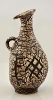 Gorka Géza (1894-1971): Füles váza, mázas kerámia, jelzett (Nógrádverőce), hibátlan, m: 20,5 cm
