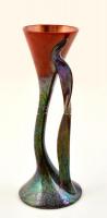Zsolnay modern tulipán váza, eozin mázas, jelzett, hibátlan, m:26 cm