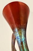 Zsolnay modern tulipán váza, eozin mázas, jelzett, hibátlan, m:26 cm