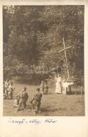 1929 Senyő-völgyi cserkésztábor mise, tábori istentisztelet. 238. sz. Sátoraljaújhelyi Kegyesrendi Gimnázium Cserkészcsapatának felvétele / Hungarian scout camp, mass. photo