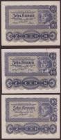 Ausztria/Osztrák-Magyar Bank 1922. 10K (3x) T:II+ Csak egyszer hajtva!