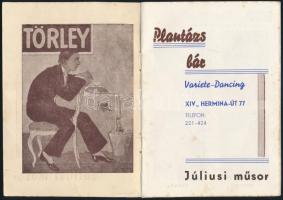 cca 1940 Plantázs bár. Bp., XIV. képes varietéműsor-füzet 16 p
