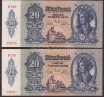 1941. 20P (2x) egymásutáni sorszámmal T:II+ Csak egyszer hajtva!