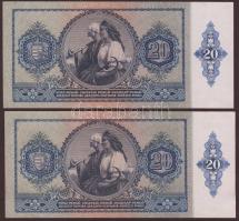 1941. 20P (2x) egymásutáni sorszámmal T:II+ Csak egyszer hajtva!