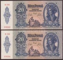1941. 20P (2x) egymásutáni sorszámmal T:II+ Csak egyszer hajtva!