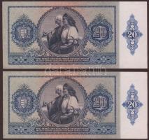 1941. 20P (2x) egymásutáni sorszámmal T:II+ Csak egyszer hajtva!