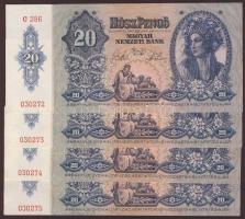 1941. 20P (4x) egymásutáni sorszámmal T:II+ Csak egyszer hajtva!