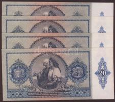 1941. 20P (4x) egymásutáni sorszámmal T:II+ Csak egyszer hajtva!