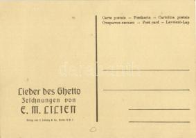 Lieder des Ghetto, Zeichnungen. Verlag von S. Calvary & Co. / Judaica art postcard s: E. M. Lili...