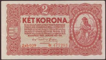 1920. 2K (4x) "*"-gal, benne egyenetlen sorszám T:I
