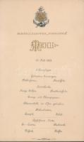 1893 Normannia magyar kivándorlók által is használt tengeri gőzhajó díszes, litografált menükártyája / 1893 Lithographic menu card of the steamer ship Normannia. 13x21 cm