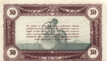 1920-as évek eleje 50K vásárlási visszatérítés lila "Kalocsai Hangya fogy. és ért." bélyeg...