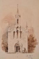 1852 Sopron. Meg nem épült, (vagy lebontott) kápolna akavarellel készült, jelzett terve / 1852 Oeden...