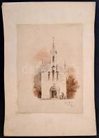1852 Sopron. Meg nem épült, (vagy lebontott) kápolna akavarellel készült, jelzett terve / 1852 Oeden...