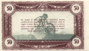 1920-as évek eleje 50K vásárlási visszatérítés lila "Kalocsai Hangya fogy. és ért." bélyeg...