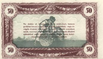 1920-as évek eleje 50K vásárlási visszatérítés lila "Kalocsai Hangya fogy. és ért." bélyeg...