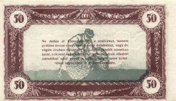 1920-as évek eleje 50K vásárlási visszatérítés lila "Kalocsai Hangya fogy. és ért." bélyeg...