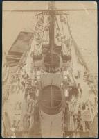 cca 1915-1920 Hadihajó fedélzete felülnézetből, 10,5x7,5 cm / warship