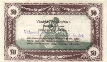 1920-as évek eleje 50K vásárlási visszatérítés lila "Kalocsai Hangya fogy. és ért." bélyegzővel T:I