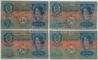 1913. 20K (4x) hamis(?) felülbélyegzésekkel T:III