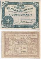 Portugália / Espinho 1920. 2c szükségpénz + Gondomar ~1920. 2c szükségpénz T:III- Portugal / Espinho 1920. 2 Centavos necessity note + Gondomar ~1920. 2 Centavos necessity note C:VG