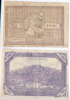 Portugália / Espinho 1920. 2c szükségpénz + Gondomar ~1920. 2c szükségpénz T:III-
Portugal / Espinh...