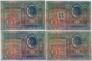 1912. 100K (4x) hamis(?) felülbélyegzésekkel T:III