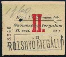 1907 Magyar Királyi Államvasutak által kibocsátott vasúti jegy, Rozsnyó megálló