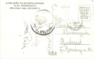 1938 Ipolyság, Sahy; bevonulás, katonai zenekar / entry of the Hungarian troops, military music band...