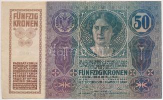 1914. 50K hamis(?) felülbélyegzéssel "...MEGYE FEHÉRTEMPLOM REND. TAN. ..." T:III