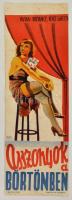 1938 Asszonyok a börtönben francia film plakát, Gáti litográfia, hajtott, foltos, 84x29 cm / lithographic French movie poster, folded, with small spots, 84x28 cm