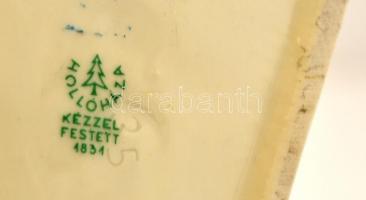 Hollóházi porcelán bohócpár, kézzel festett, hibátlan, jelzett, m: 22 cm