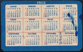 1953 "Utazzék MASZOVLET repülőgépen" - kártyanaptár, tintafoltokkal