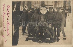 1917 K.u.K. katonák csoportképe 45 cm-es átmérőjű fényszóróval / WWI Austro-Hungarian soldiers with a spotlight, group photo