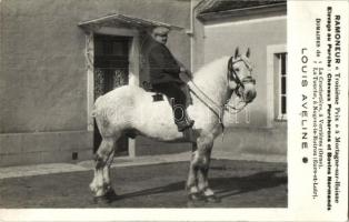 4 db RÉGI francia lovas fotó képeslap, motívumlap / 4 pre-1945 French horse photo postcards, motive cards