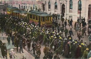 Der erste Transport von türkischen Gefangenen in Belgrad / WWI K.u.K. military, the first transport of the Turkish prisoners of war (POWs) in Belgrade, tram