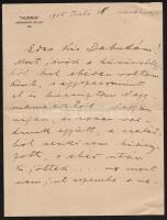 1905-1921 Bp., a Hunnia Csónakázó Egyesület azonosítatlan tagjának kézzel írt levele személyes ügyekben + evezős verseny programja 1921-ből