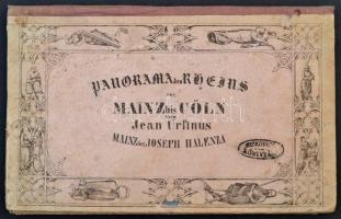 cca 1840 Ursinus, Jean: Panorama des Rheins von Mainz bis Cöln / Panorama of the Rhine from Mainz to Cologne. - A Rajna folyó vidéknek rézmetszetű képe. Large engraving.  Engraving by S. J. Wolf, Frankfurt a. M. Mainz: Verlag Joseph Halenza. Nagyméretű rézmetszet Félvászon kötésben / In half linen binding 24x182 cm