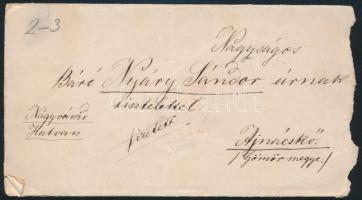 1882 Brassó, Vincze Dániel (?-?) levele neveltje, Nyáry László (?-?) apjának, Nyáry Sándornak (?-?) ...