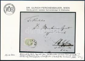 ~1863 3kr + 5kr on a very rare registered local cover "PESTH" Certificate: Ferchenbauer (5...