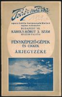 1929 Bp.VII., Fehér és Társa speciális fotószaküzletének fényképezőgépeket bemutató árjegyzéke, 32p