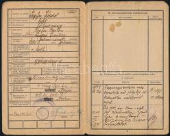 1937 Igazolványi lap tartalékos főhadnagy gyógyszerész részére, alkalmatlansági bejegyzésekkel