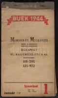 1944 Bp. VI., A Merisch és Moskovits Papír- és papíráruk nagykereskedésének naptára