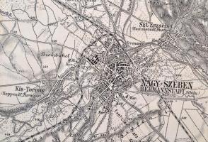 cca 1910 Nagy-Szeben (Sibiu, Hermannstadt) és környékének térképe,1:75.000, vászonra kasírozva,  38x...