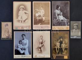 cca 1890 19 db vegyes műtermi portréfotó, Dr. Prokess Antal nőgyógyász, kórházi főorvosról és család...