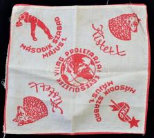 1946 Szocialista integetőkendő. Második szabad május 1.-re készült integetőkendő, 21x23 cm.