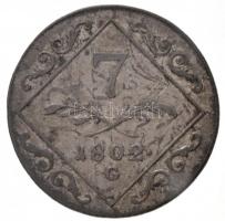 1802G 7kr Ag "I. Ferenc" Nagybánya (4,41g) T:2,2- k., patina / Hungary 1802G 7 Kreuzer Ag ...