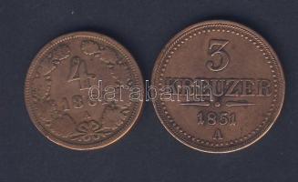 Ausztria 1851A 3Kr + 1861. 4Kr T:3.3/4+ ph.